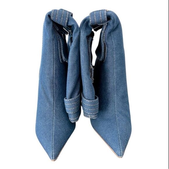 Rouge! Blue Denim Heeled Boots with Stiletto Heel Women’s Size 8.5 - Picture 3 of 14